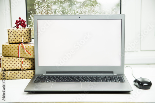 Cyber Monday - a day of discounts in online stores to buy gifts for winter holidays New Year and Christmas