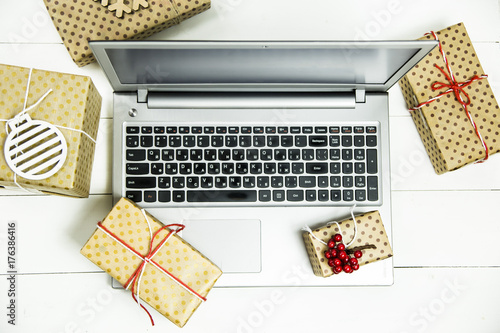 Cyber Monday - a day of discounts in online stores to buy gifts for winter holidays New Year and Christmas