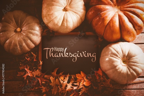 Composite image of illustration of happy thanksgiving day text © vectorfusionart