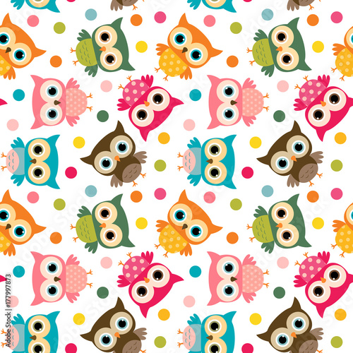cute-colorful-bird-seamless-pattern-with-owls-and-dots-for-kids-stationery-designs-and-clothing