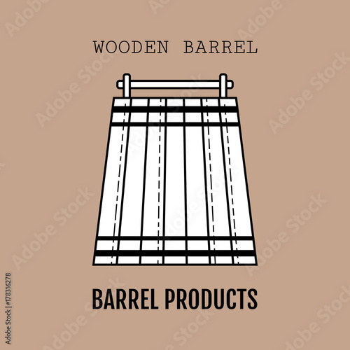 Wooden barrel. Flat icon silhouette on a white background.