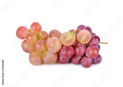 bunch of fresh grapes on white background