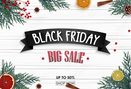 black friday sale banner with christmas decoration on wooden background - Black Friday Christmas Decoration Deals black friday sale banner with christmas decoration on wooden background - Black Friday Christmas Decoration Deals