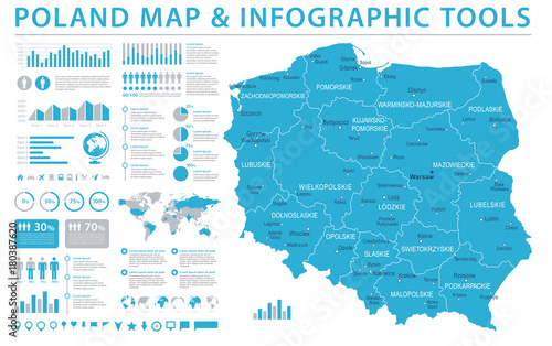 Obraz Fotograficzny Poland Map - Info Graphic Vector Illustration