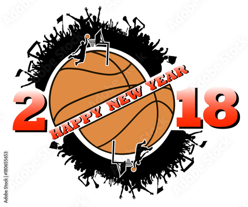Obraz na płótnie happy new year and basketball