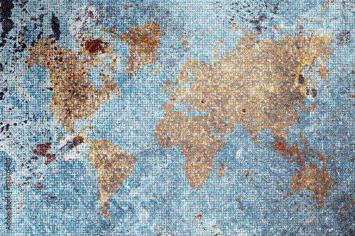 Obraz Fotograficzny Retro-styled world map, vintage background
