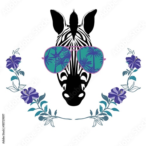 chlodna-zebra-w-slonce-szkiel-wektoru-ilustraci