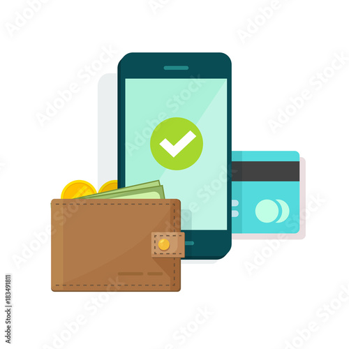 Digital Mobile Wallet Vector Ilration Icon Flat Design Digital Mobile Wallet Vector Ilration Icon Flat Design Smartphone Screen With Electronic And Credit