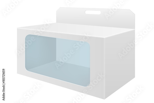 White cardboard box with transparent window