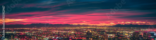 early morning sunrise over valley of fire and las vegas