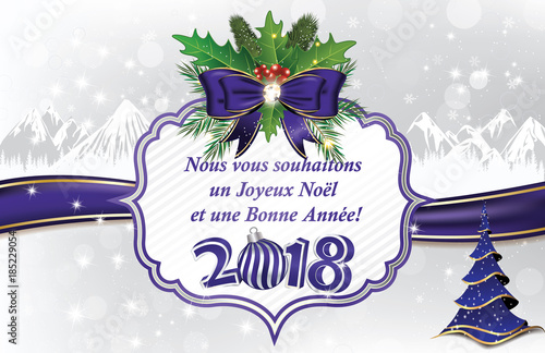 Merry Christmas and a Happy New Year 2018! written in Spanish. Greeting card for print, designed for the hispanic / latino clients / communities. Size of a custom postcard.