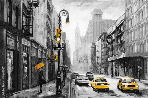 olgemalde-auf-leinwand-strasenansicht-von-new-york-mann-und-frau-gelbes-taxi-moderne-artwork