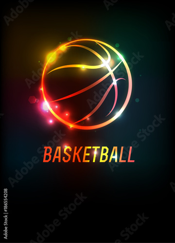 Obraz na płótnie Glowing Basketball Icon Background Illustration