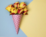 flowers in a horn for ice cream popart