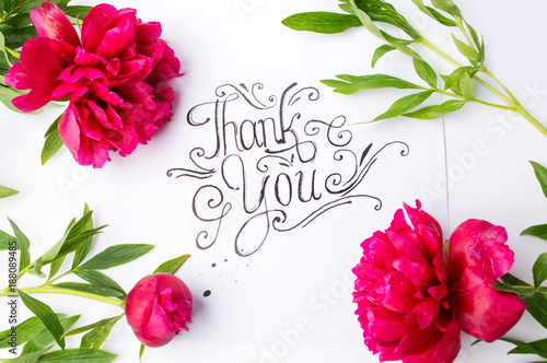 Handwritten Thank you card with flowers © creativefamily