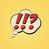 Questions exclamation marks comic text Pop art style.