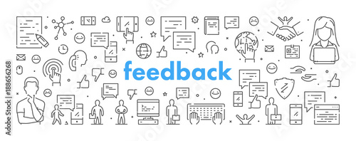 Modern line web banner for feedback