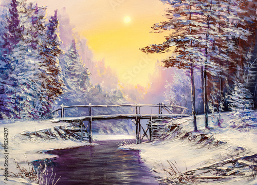 white-bridge-over-the-river-winter-landscape
