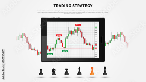 Forex Trading Chart On Tablet Vector Illustration Tablet Screen - 