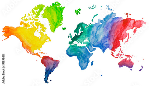 Welt Atlas Aquarell Farben © pixelfreund