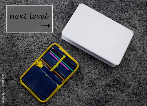 Old Damaged School Pencil Case And A Modern Notebook Inscription Old Damaged School Pencil Case And A Modern Notebook Inscription Next Level