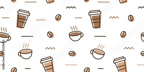 coffee bean mug cup memphis seamless pattern white background wallpaper download