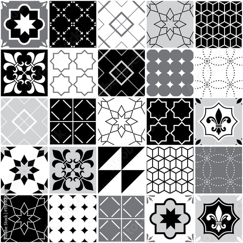 portugalski-plytki-azulejos-bez-szwu-wektor-wzor-plytki-geometryczny-i-kwiatowy-wzor-czarny-bialy-i-szary-patchwork