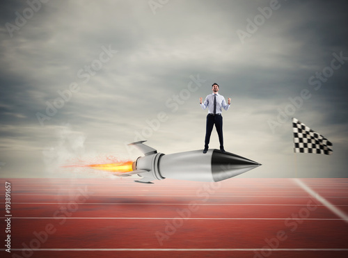 winner-businessman-over-a-fast-rocket-concept-of-business-competition