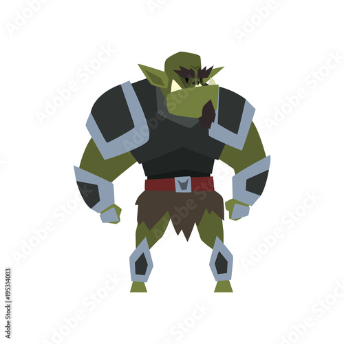 Green fantasy magical warrior creature character vector Illustration on a white background