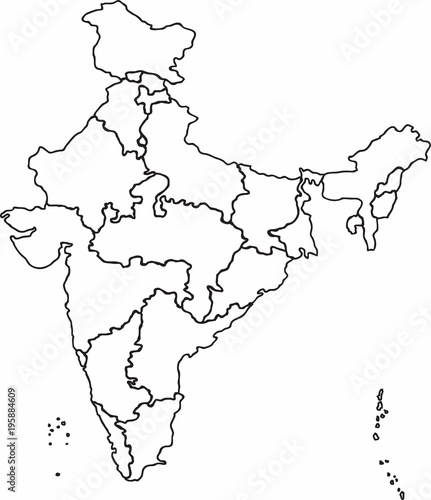 Freehand sketch outline India map, vector illustration. | Buy Photos