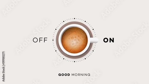 Good Morning. Conceptual Motivation Illustration. Vector Cup Of Coffee