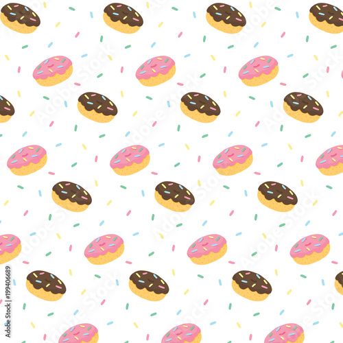 hand-drawn-vector-illustration-of-donut-chocolate-frosting-and-pink-icing-with-colorful-sweaty-sprinkles-pattern