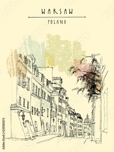 stare-miasto-w-warszawie-polska-europa-brukowiec-ulica-w-dziejowym-miasteczku-archiwalne-pocztowki-wyciagnac-reke