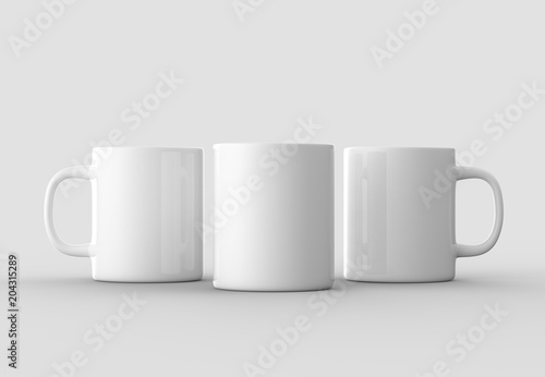 Mug mock up isolated on light gray background. 3D illustrating.