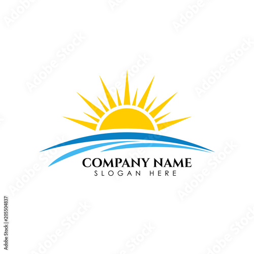 sunrise sunshine logo template vector illustration icon logo template of a sun