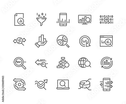 Simple Set of Data Analysis Related Vector Line Icons. Contains such Icons as Charts, Graphs, Traffic Analysis, Big Data and more. Editable Stroke. 48x48 Pixel Perfect. © davooda