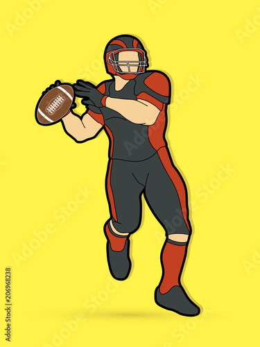 American football player, Sportsman action, sport concept graphic vector.