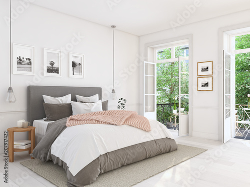 new modern bedroom in a apartment. 3d rendering © 2mmedia