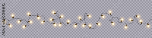 Christmas and New Year garlands with glowing light bulbs © SMSka