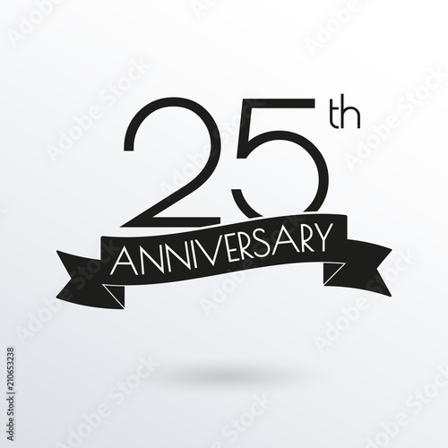 25 years anniversary  logo  with ribbon 25th anniversary  