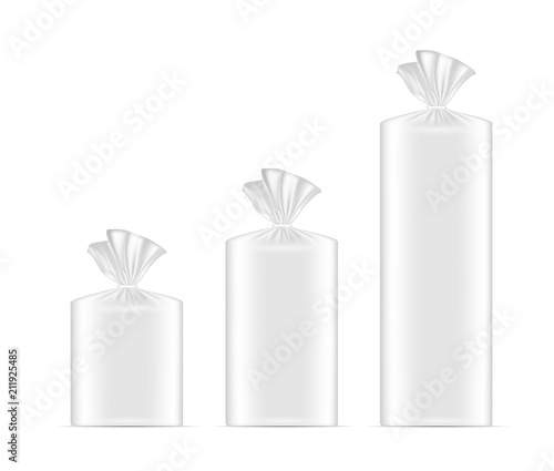 White blank packaging for bread. Sachet for coffee, sweets, cookies and gift