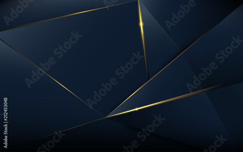Abstract polygonal pattern luxury dark blue with gold © pickup