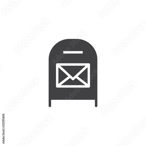 Post box with message vector icon. filled flat sign for mobile concept and web design. Mail box with envelope simple solid icon. Symbol, logo illustration. Pixel perfect vector graphics