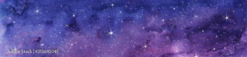 Hand painted watercolor illustration of night sky