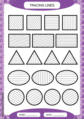 Tracing Lines Kids Education Preschool Worksheet Basic Writing