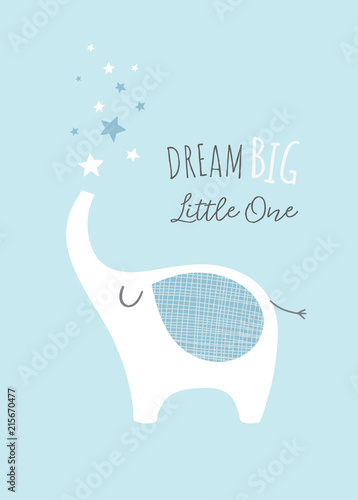 dream-big-little-one-z-uroczym-sloniem-i-gwiazdami-plakat-przedszkola-sztuka-do-druku-dla-dzieci-chlopiec-ilustracja-w-blekicie