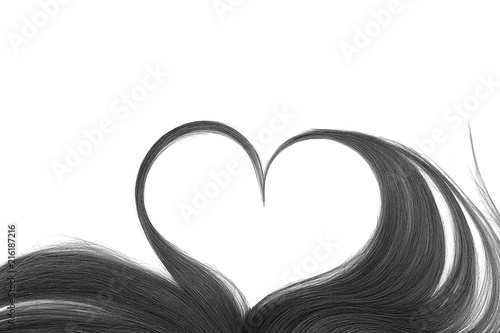 Black Hair In Shape Of Heart Isolated On A White Background Black Hair In Shape Of Heart Isolated On A White Background