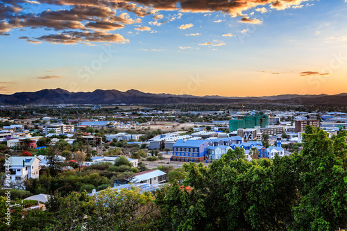 Sunset over Windhoek city panorama with mountains in the backgro © vadim.nefedov