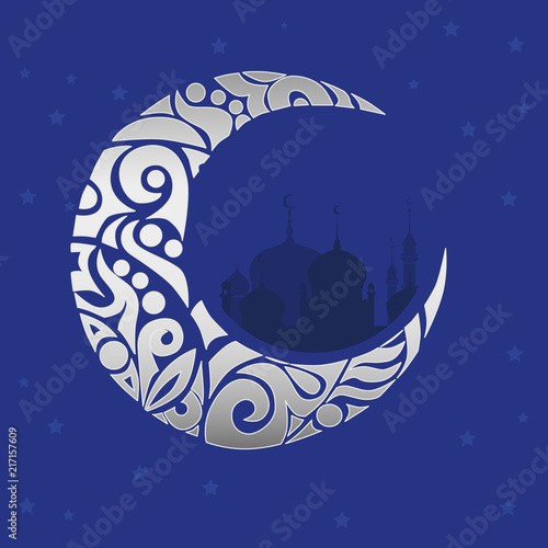 Crescent Moon Decorated With Zentangle For Muslim Community Festival Eid Al Fitr Mubarak Greeting Card Crescent Moon Decorated With Zentangle For Muslim Community Festival Eid Al Fitr Mubarak Greeting Card