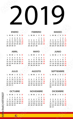 Calendar 2019 - illustration. Spanish version